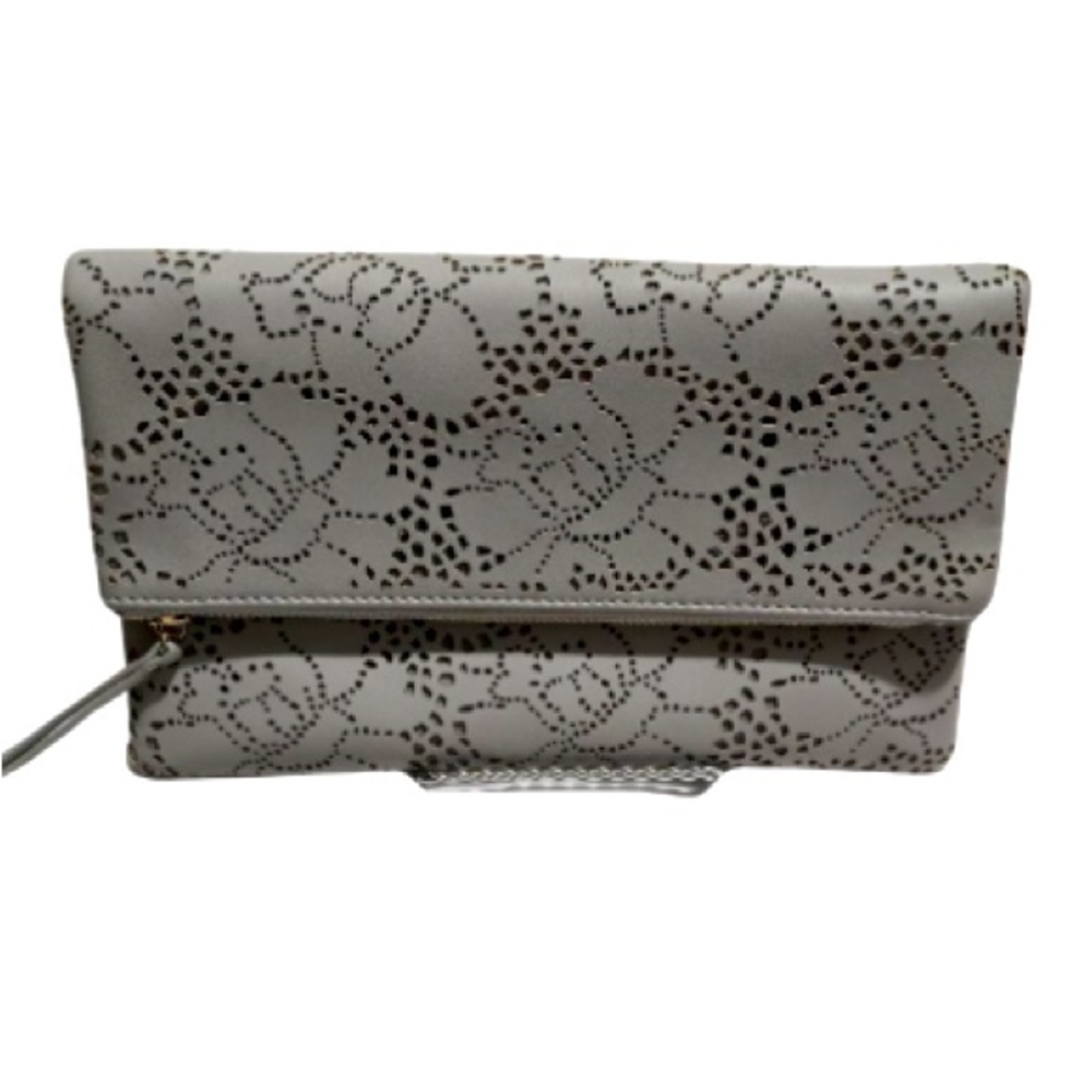 Urban Expressions Gray Vegan Leather Foldable Clutch, No Chain, Clutch Only